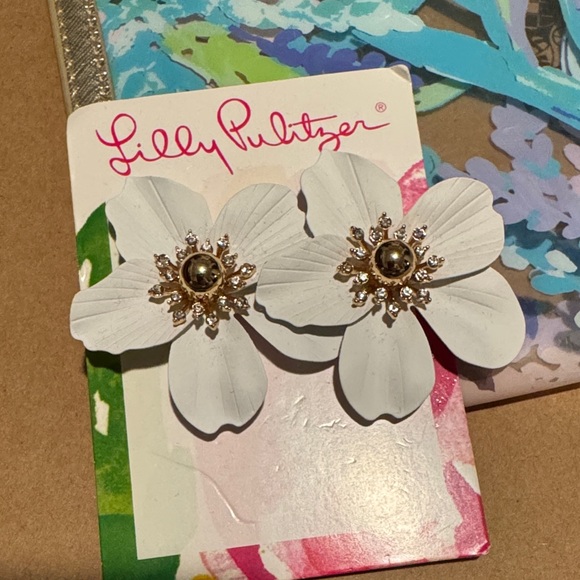 Lilly Pulitzer Oversized Orchid Earrings - Picture 2 of 3